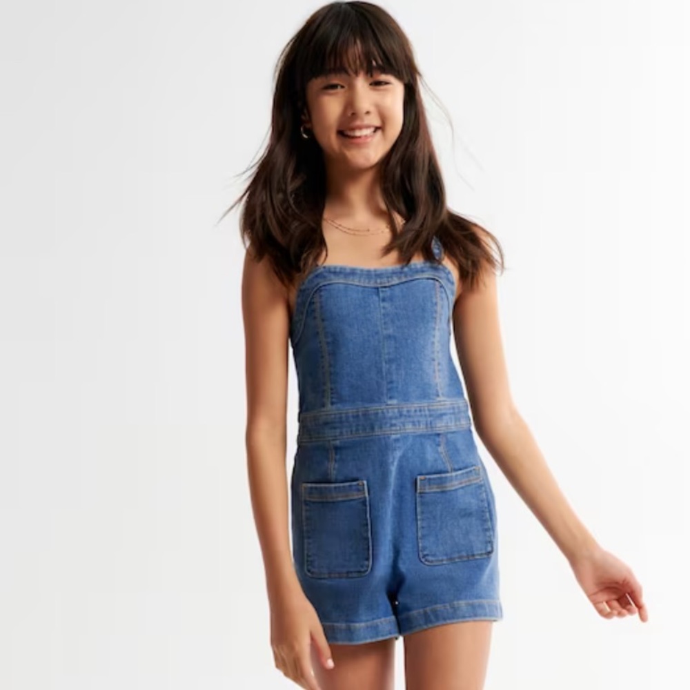 ABERCROMBIE Girls Denim Romper